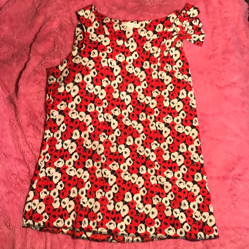 New York & Company Red Floral Sleeveless Blouse
